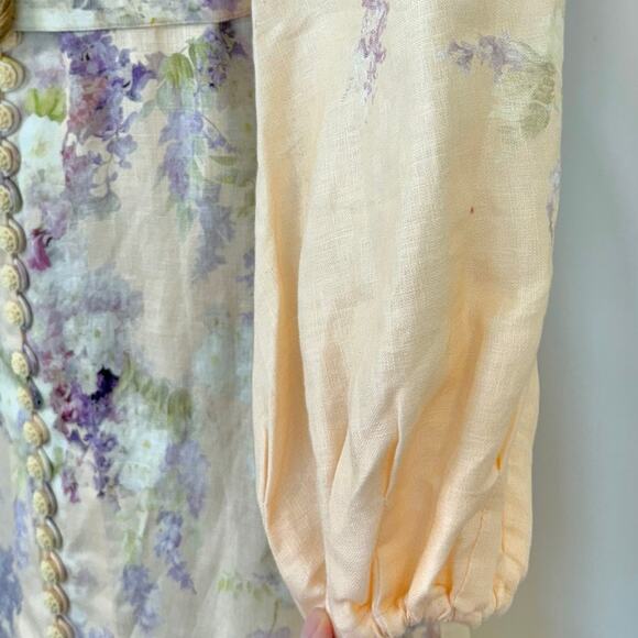ZIMMERMANN Lyrical Buttoned Midi Dress Floral Print Linen 0 (US 4) NWT - Picture 16 of 16